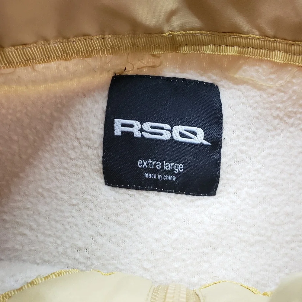 RSQ Fleece Full‎ Zip Jacket Mens XL Cream Tan Sherpa Mock Neck Gorpcore 31916